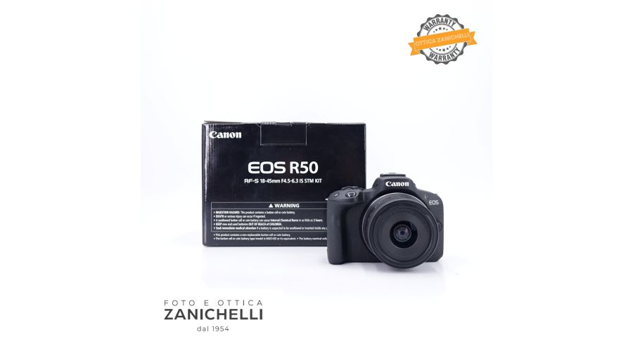 Canon EOS R50 + RF-S 18-45mm F4.5-6.3 IS STM 2000 Scatti Usato  