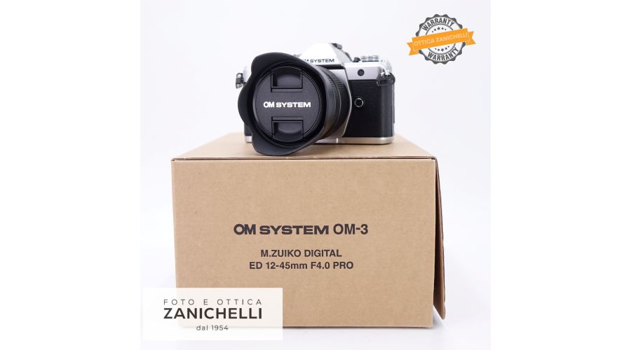 OM System OM-3 Silver 922 Scatti + ED 12-45mm f/4 PRO Usato 