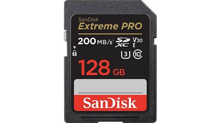 Sandisk Extreme Pro Scheda di Memoria SDXC da 128 Gb, Velocità di Lettura Fino a 200 MB/S, Classe 10, U3, V30