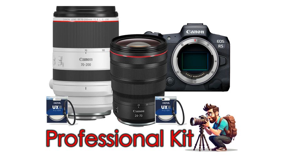 Canon EOS R5 + RF 24-70mm f2.8 L + RF 70-200mm f2.8 L + HOYA filter1